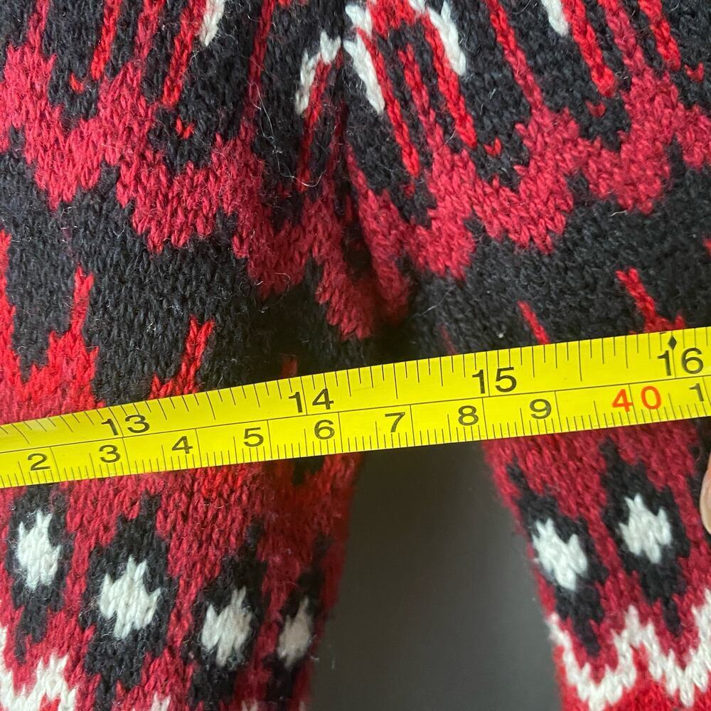 American Eagle Wool Rugged Outdoors Fisherman Fair Isle Shawl Sweater XS Black - Picture 9 of 10